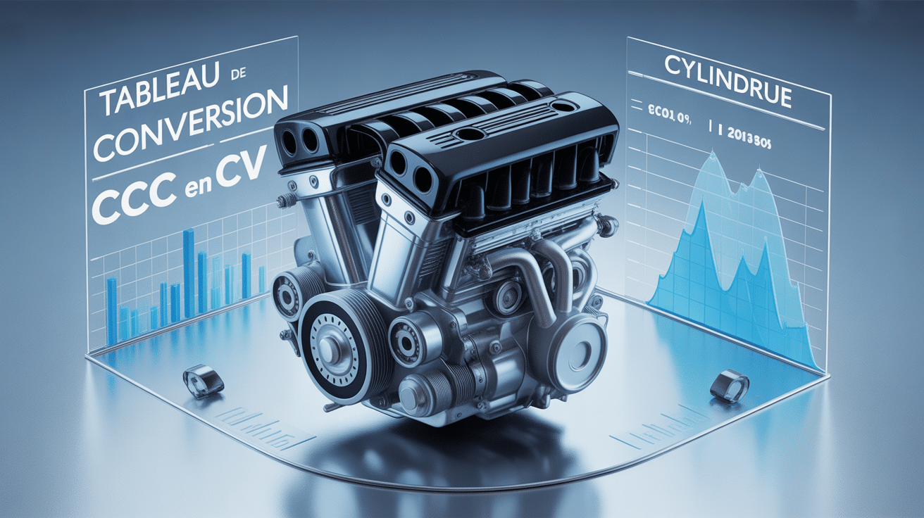 tableau de conversion cc en cv graphique moteur stylisé