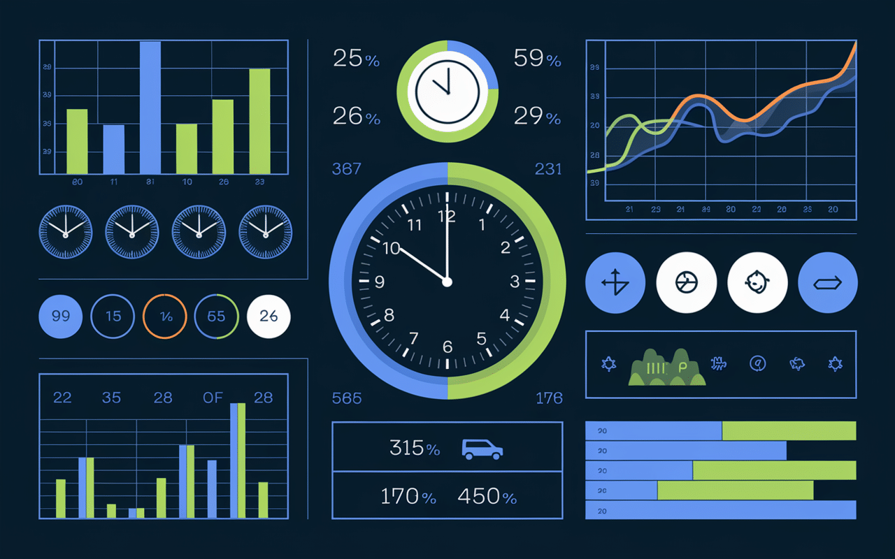 tableau : temps de conduite et de repos graphique et horloge
