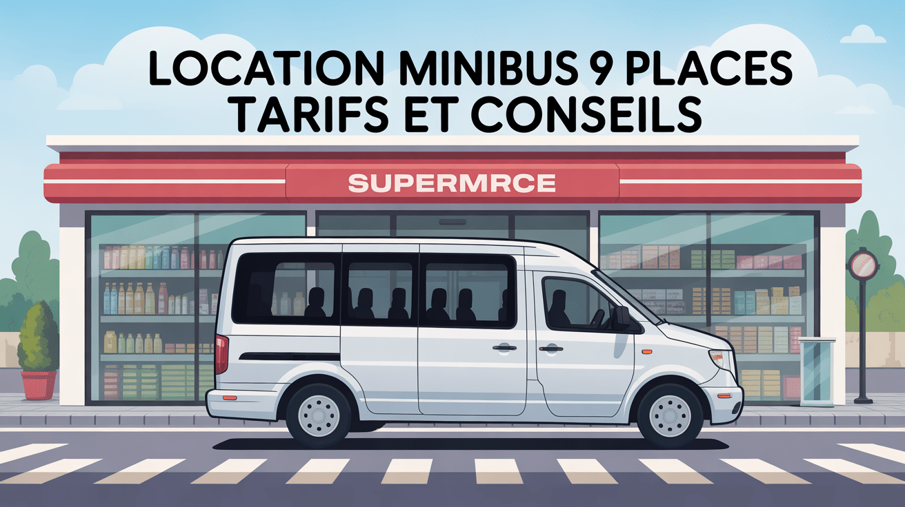 Tarif location minibus 9 places Leclerc devant supermarché