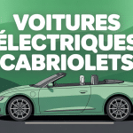 voiture electrique cabriolet toit ouvert sur route panoramique