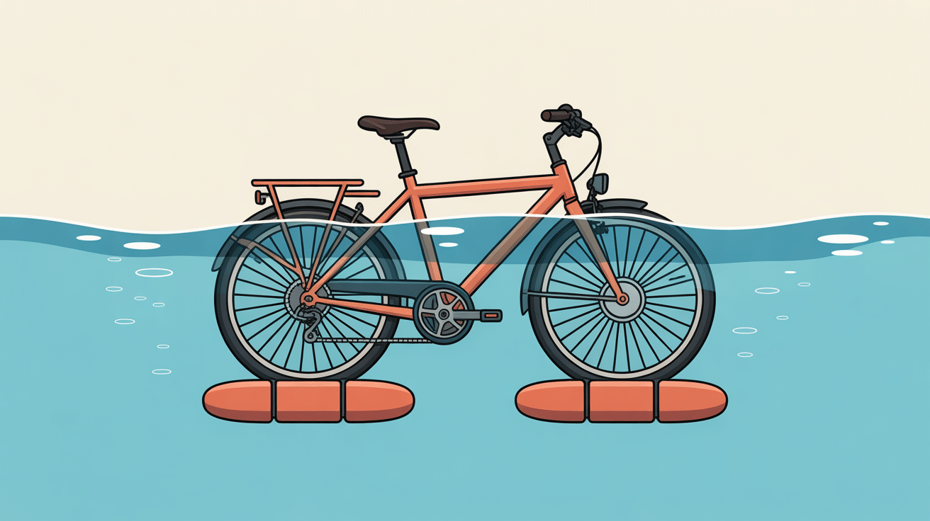 Schéma technique d’un aquatic bicycle flotteurs et hélice