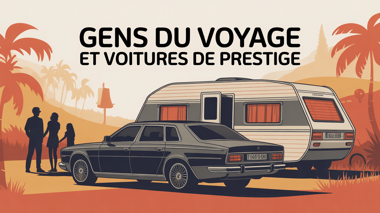 pourquoi les gens du voyage roulent en mercedes illustration devant caravane