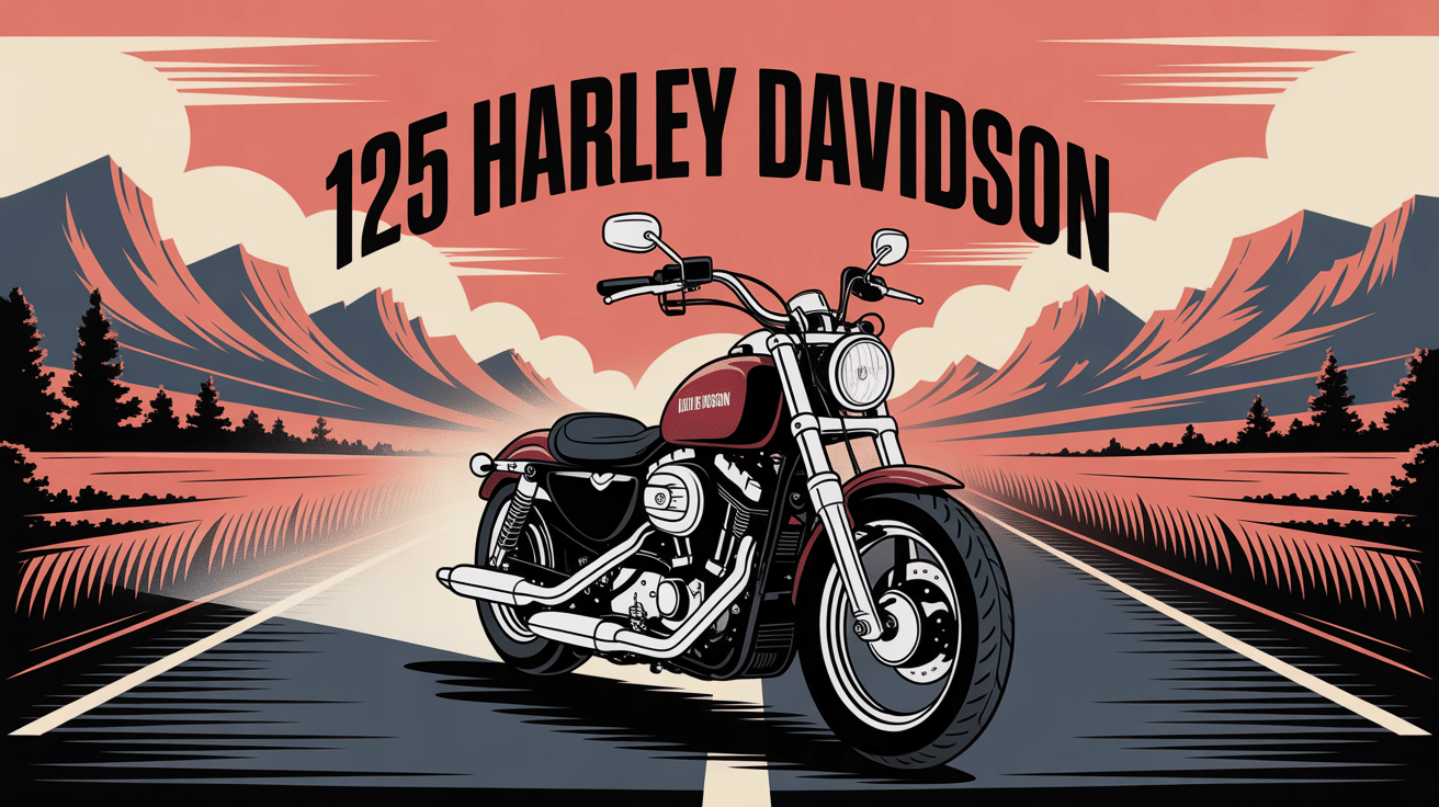125 harley davidson style vintage sur route sinueuse