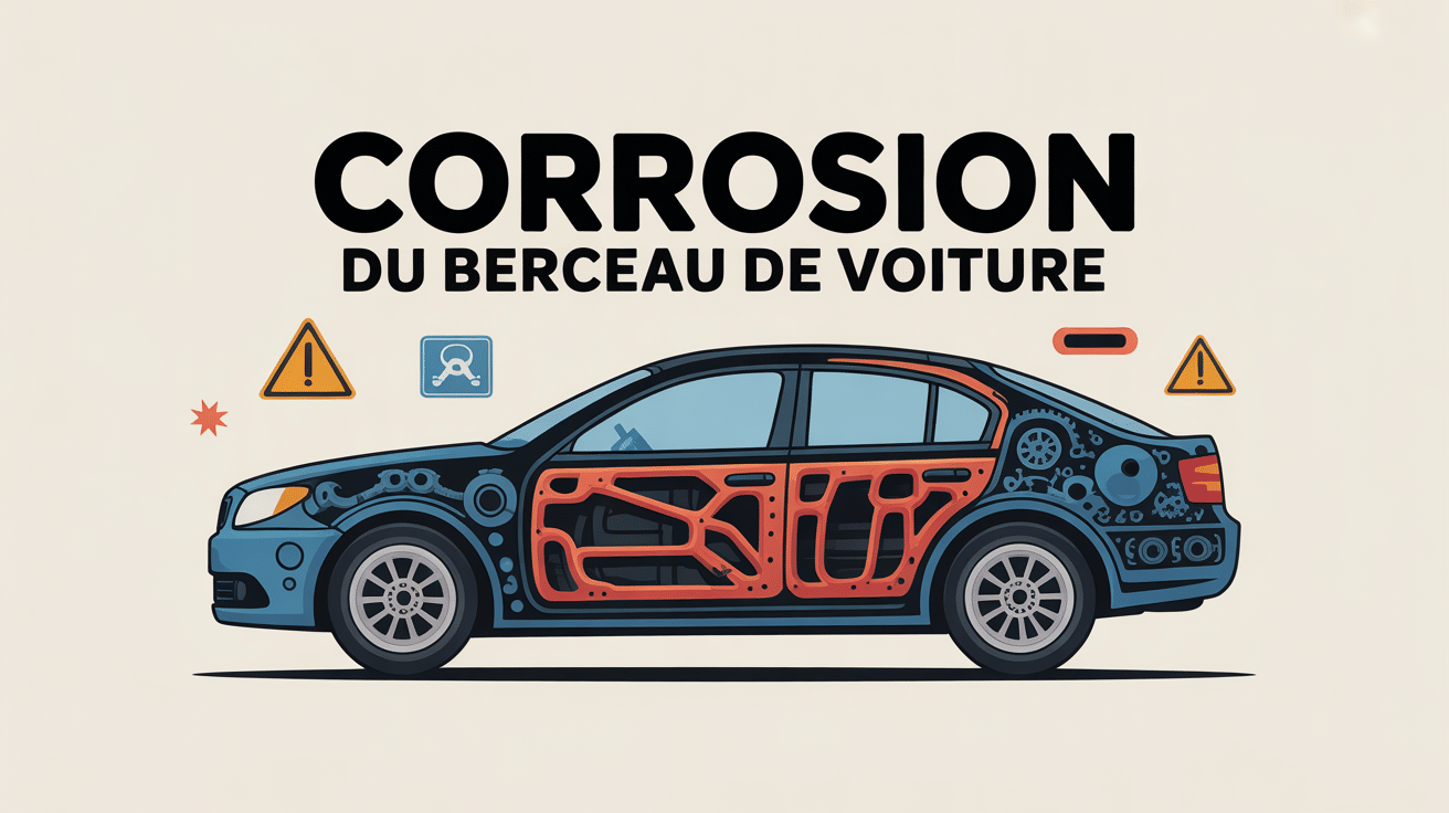 corrosion berceau voiture dessin sous châssis rouillé