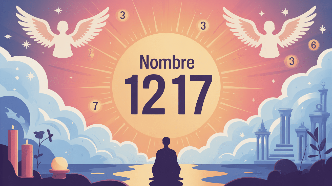 Illustration spirituelle avec le nombre 12 17 et symboles angéliques