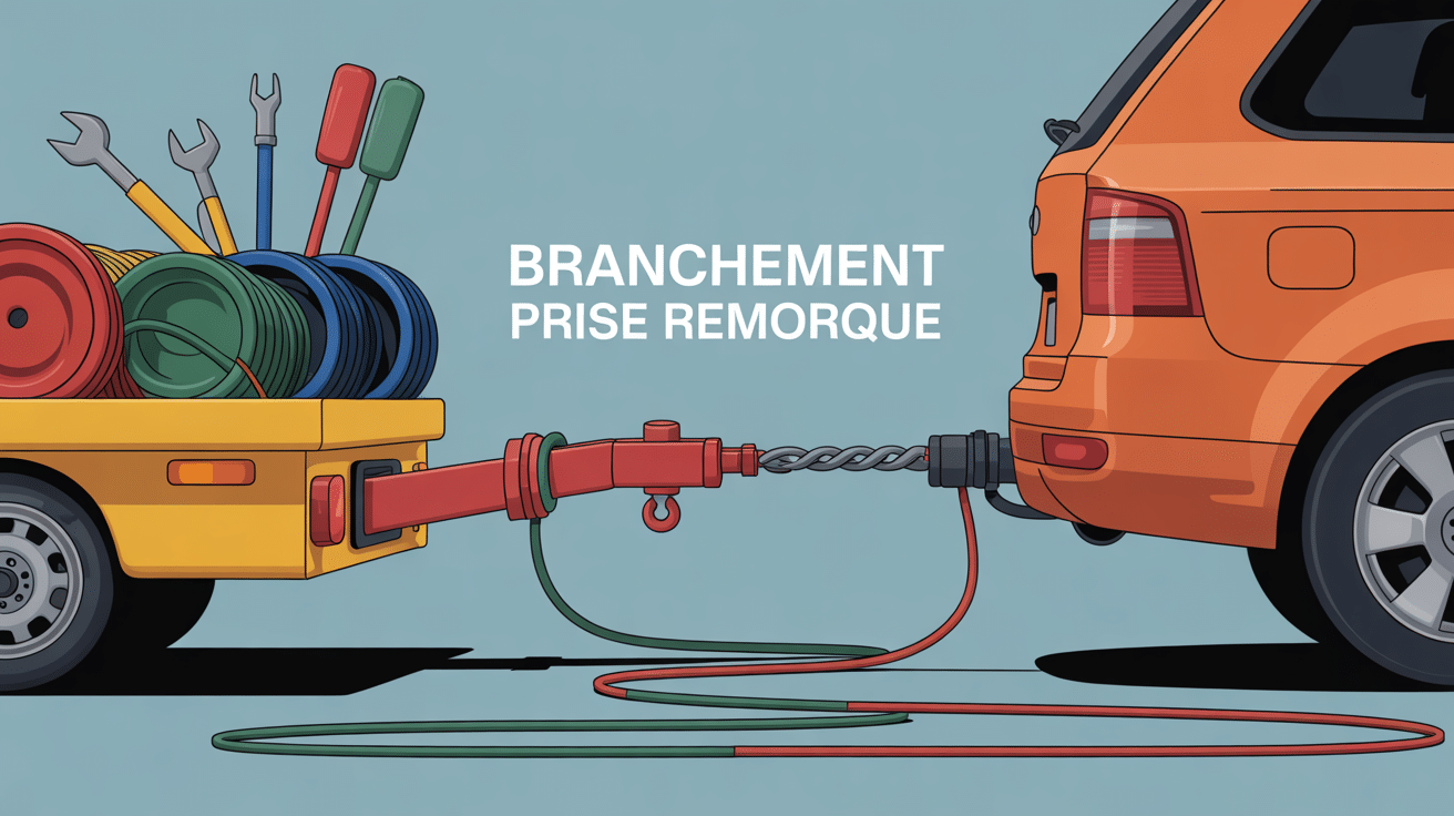 branchement prise remorque gros plan vectoriel