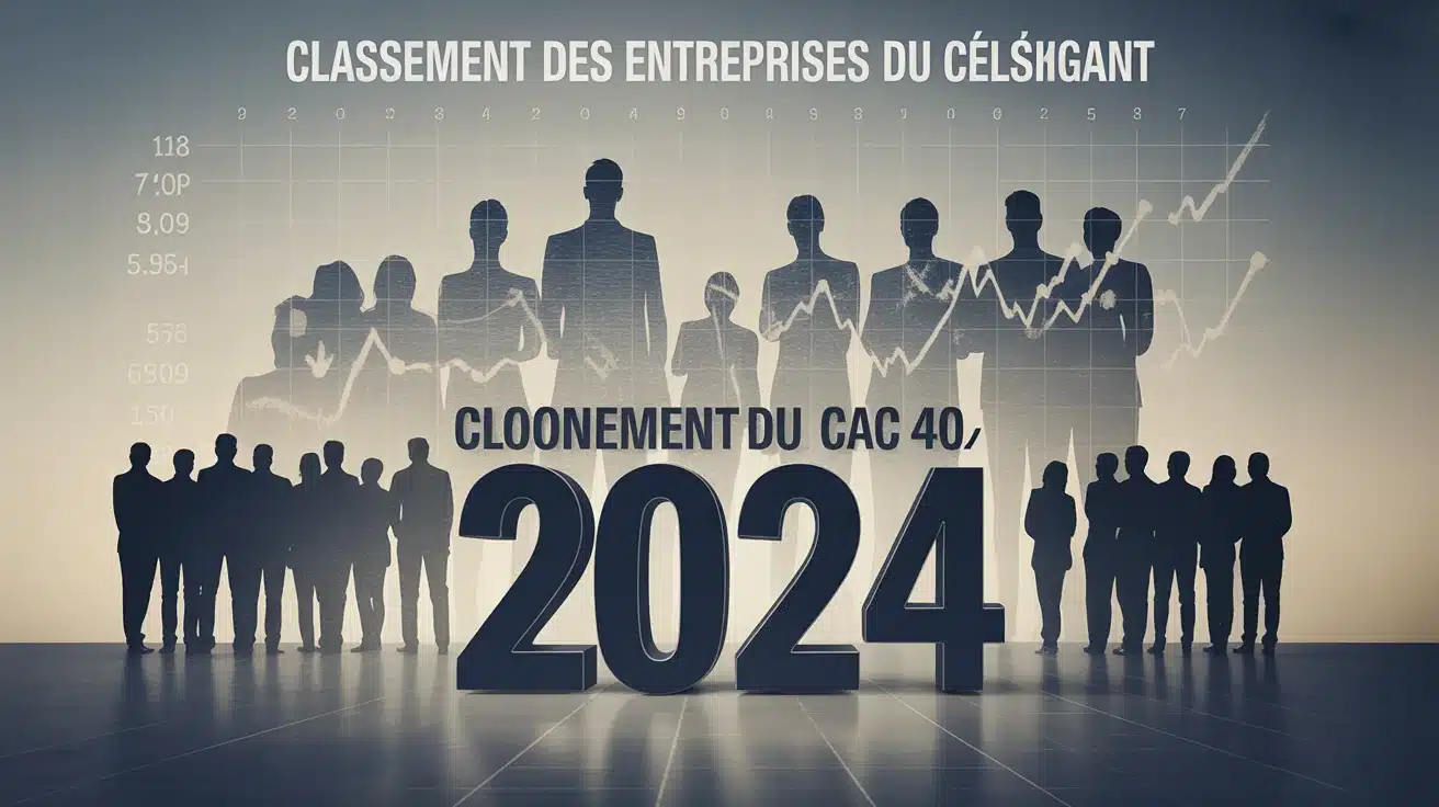 Illustration vectorielle du classement des entreprises du CAC 40 2024 avec graphiques financiers