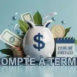 Illustration compte à terme avec tirelire et calendrier