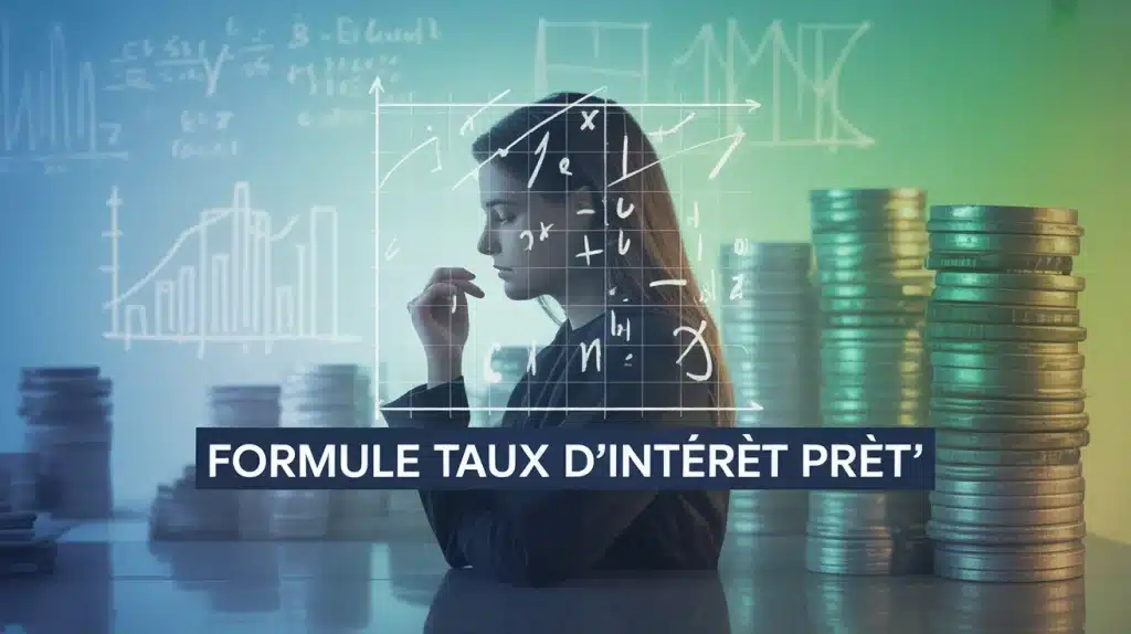 illustration formule taux d intérêt prêt avec symboles mathématiques et finance