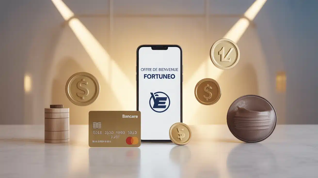offre de bienvenue Fortuneo illustration carte bancaire et smartphone