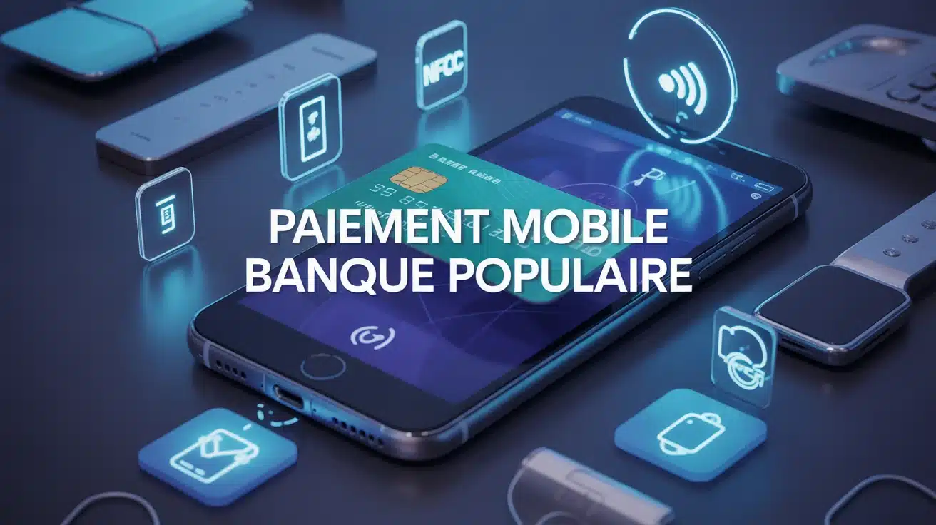 Smartphone avec carte bancaire virtuelle Paiement mobile Banque Populaire