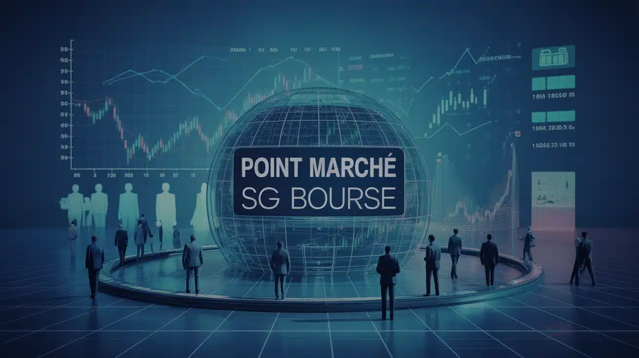 Illustration vectorielle point marché SG Bourse avec compas et graphiques