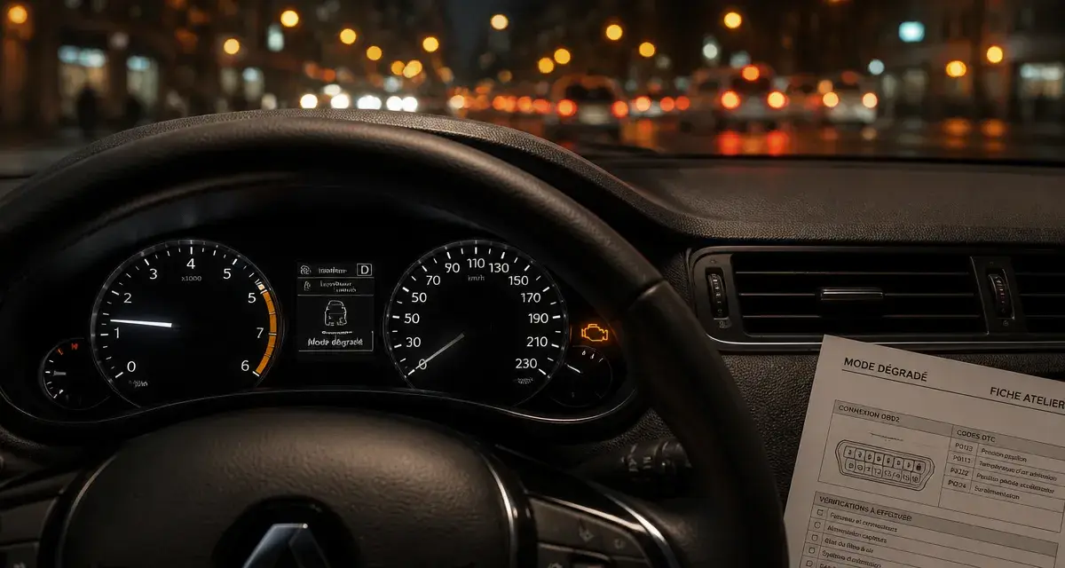 Voyant moteur orange et perte de puissance sur tableau de bord voiture