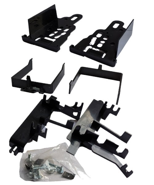 Schwarze Radioeinbaufassung Halterungen für Autoradios, Set mit Befestigungsschrauben.