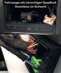 Viereckiger Quadlock Steckverbinder im Fahrzeugeinbau.