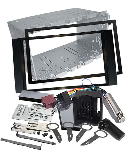 Hochwertiges Car-Receiver Einbaumodul mit Rahmen und Montageset für Autoradio-Installation.