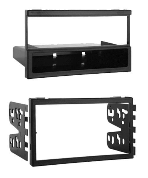 Edelstahl-Doppel-DIN Radio Einbaurahmen mit Befestigungsklammern, passend für Car-Hifi, universell einsetzbar.
