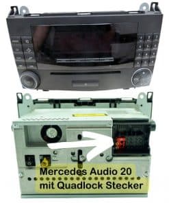 Multimedia-Radio Navigationssystem für Mercedes, inklusive Quadlock-Stecker, Einbau.