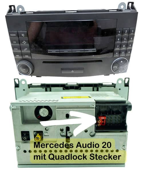 Multimedia-Radio Navigationssystem für Mercedes, inklusive Quadlock-Stecker, Einbau.