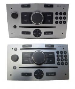 Authentic Fahrzeug-Audio-Display mit Radioschaltknöpfen und Bedienelementen.