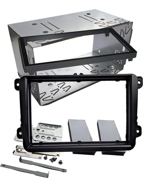 Hochwertige Doppel-DIN Einbaurahmen für Autoradios, Metall und Kunststoff, passgenau, einfache Montage.