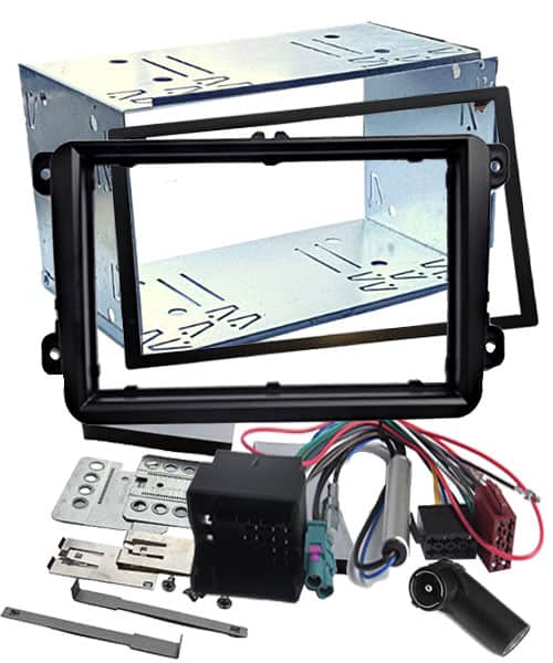 Hochwertiges Doppel-DIN Einbauset mit Kabelsatz für Autoradios.