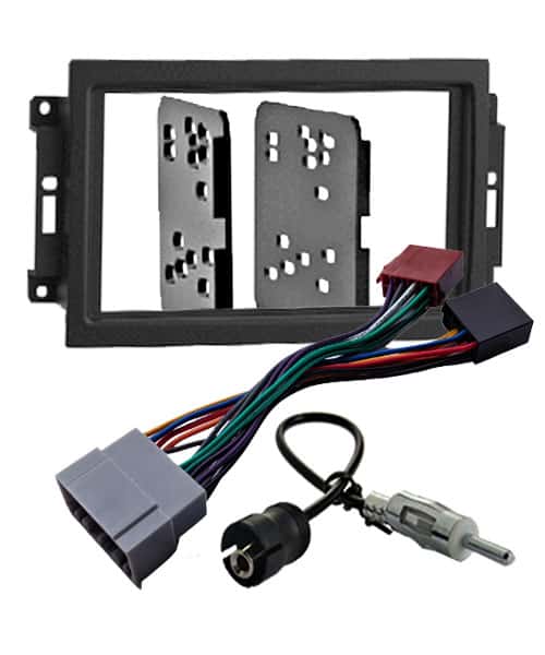 Steckeradapter für Autoradio Einbau, Kabel mit Steckkontakten und Rahmen.