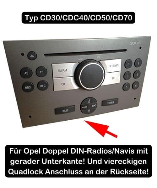 2. Hochwertiges Autoradio für Opel Opel mit quadratischer Quadlock-Schnittstelle.