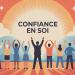 être sûr de soi illustration confiance en soi silhouettes ambiance positive