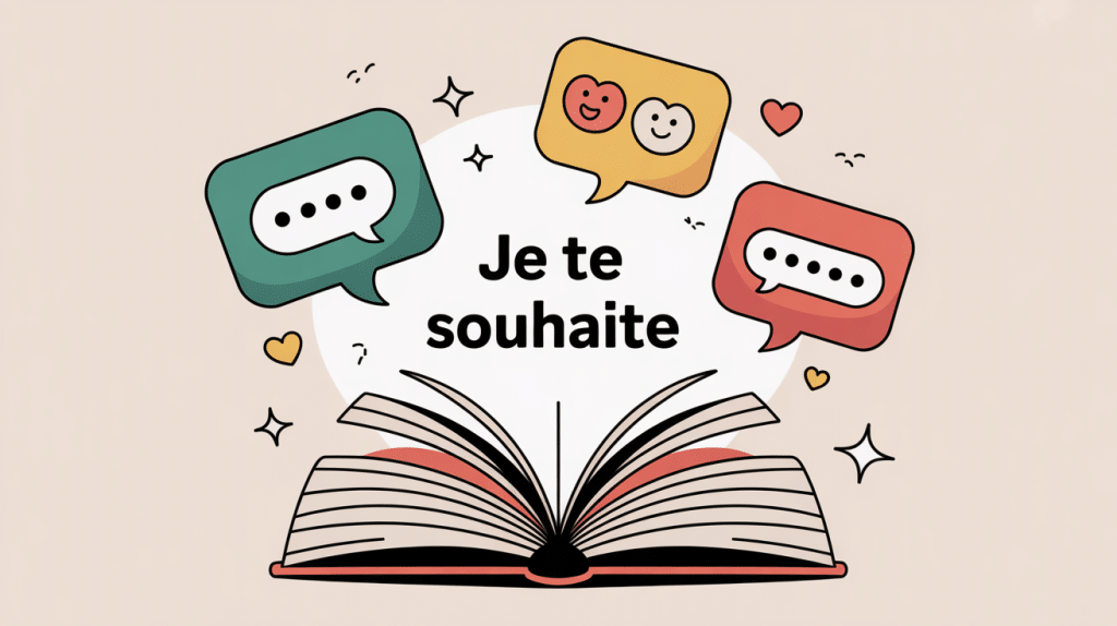 illustration vectorielle je te souhaites ou souhaite livre et cartes de vœux