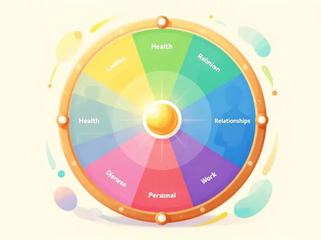 la roue de la vie segments colorés santé travail relations