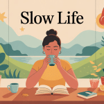 slow life illustration personne moment paisible