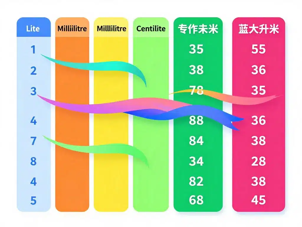 visualisation tableau de conversion litre usages courants