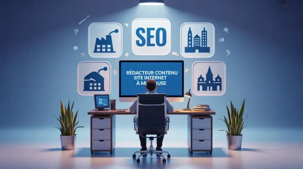 rédacteur contenu site internet mulhouse devant ordinateur
