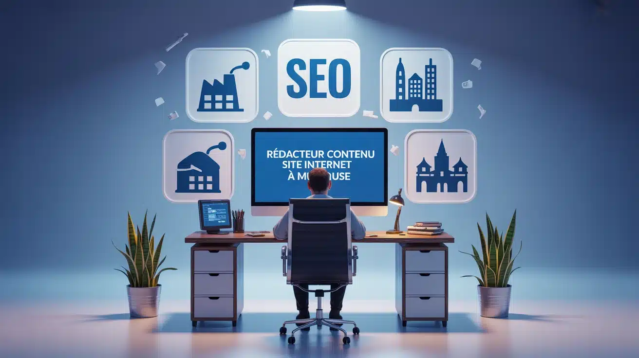 rédacteur contenu site internet mulhouse devant ordinateur