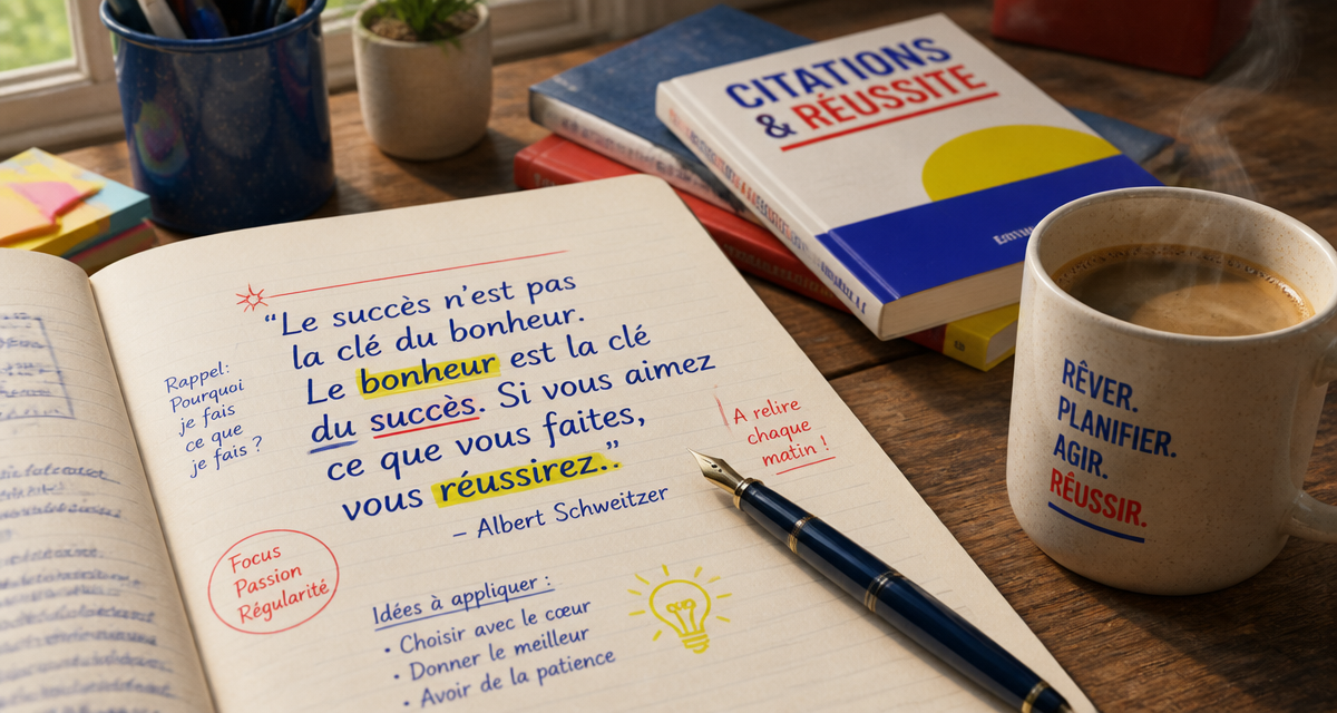 citation sur la réussite carnet manuscrit