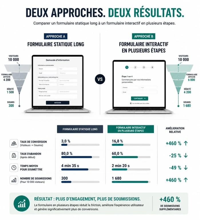 Comparaison entre formulaire statique et formulaire interactif pour la leadgen