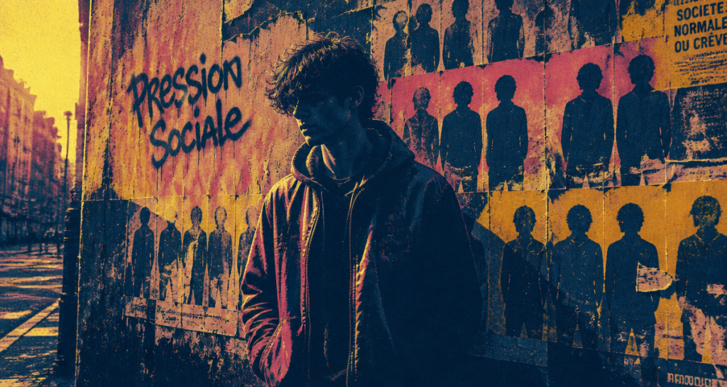Jeune adulte face à la pression sociale en ville