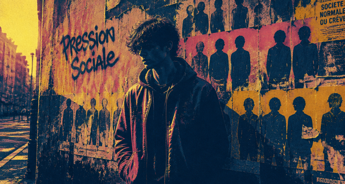 Jeune adulte face à la pression sociale en ville