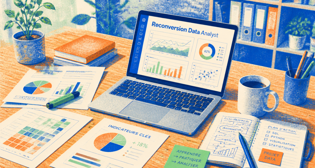 reconversion data analyst bureau moderne graphiques
