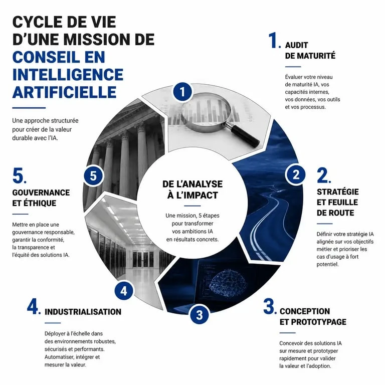 Schéma du processus de conseil en intelligence artificielle pour les entreprises