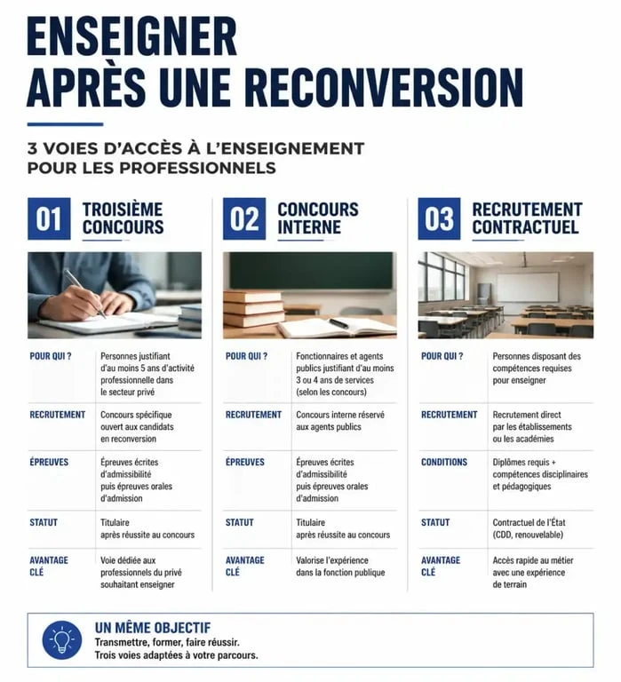 Infographie des voies d'accès pour devenir prof après une expérience professionnelle