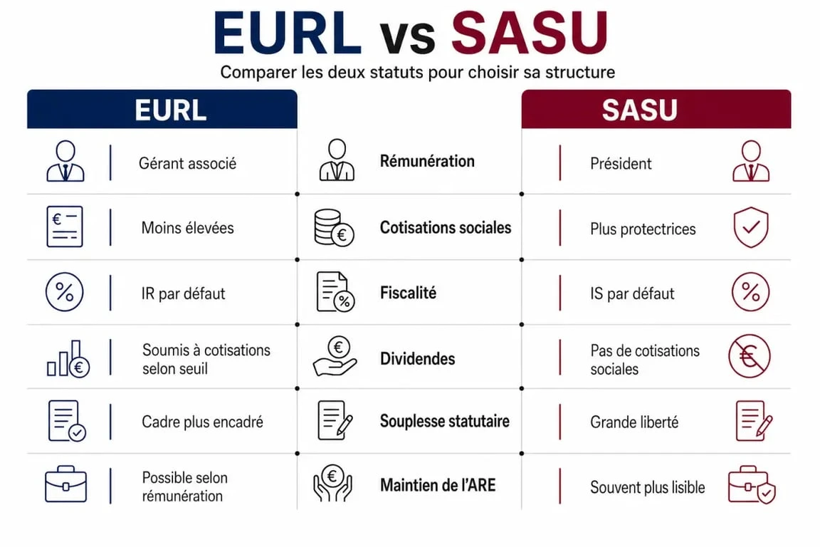 Comparatif eurl vs sasu : différences de cotisations, fiscalité, dividendes et souplesse statutaire