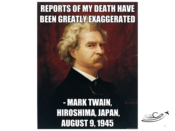 facebook marketing - is Facebook dead? (Mark Twain quote)