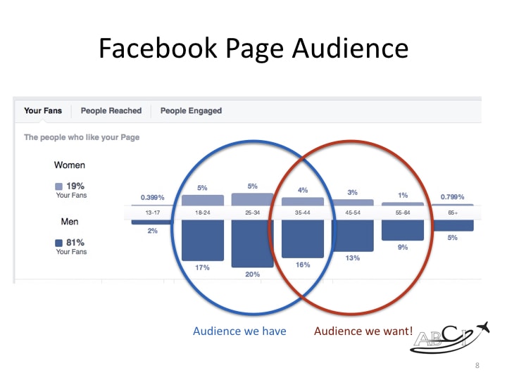 aviation facebook marketing - demographics of our company page