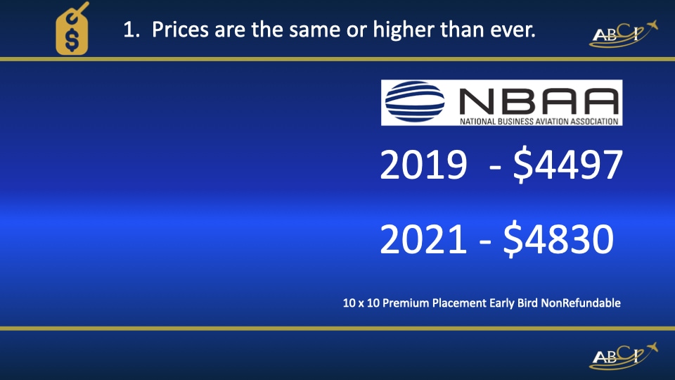 Aviation Trade Shows in 2021 - Prices are the same or higher
