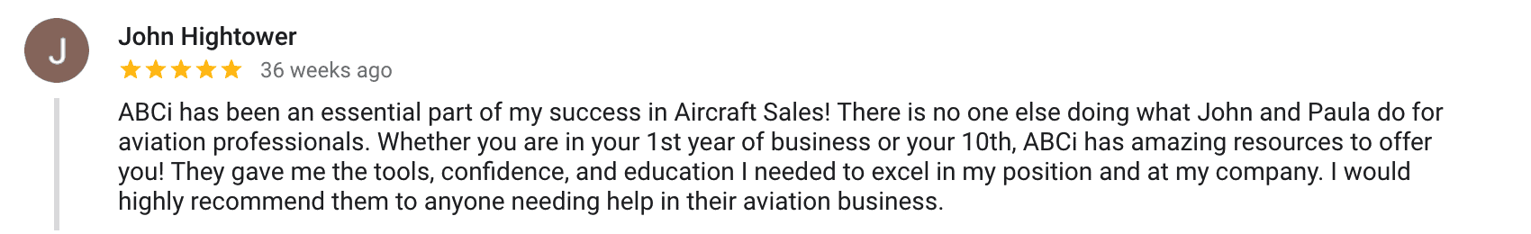 aviation marketing testimonials - John Hightower