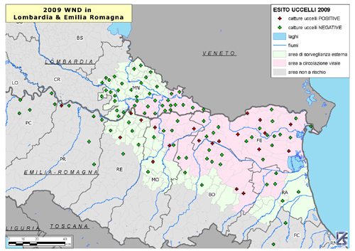 Mappa della diffusione del West Nile Virus