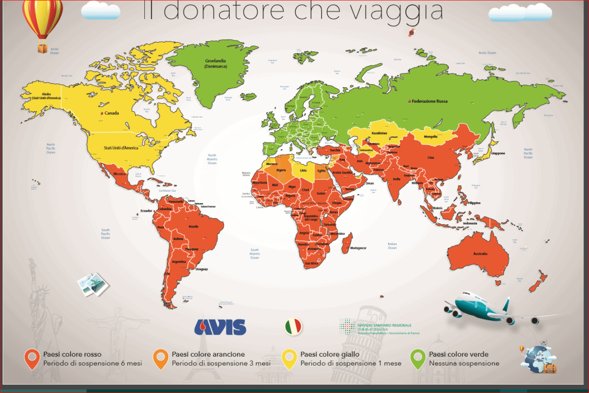 mappa donatore che viaggia