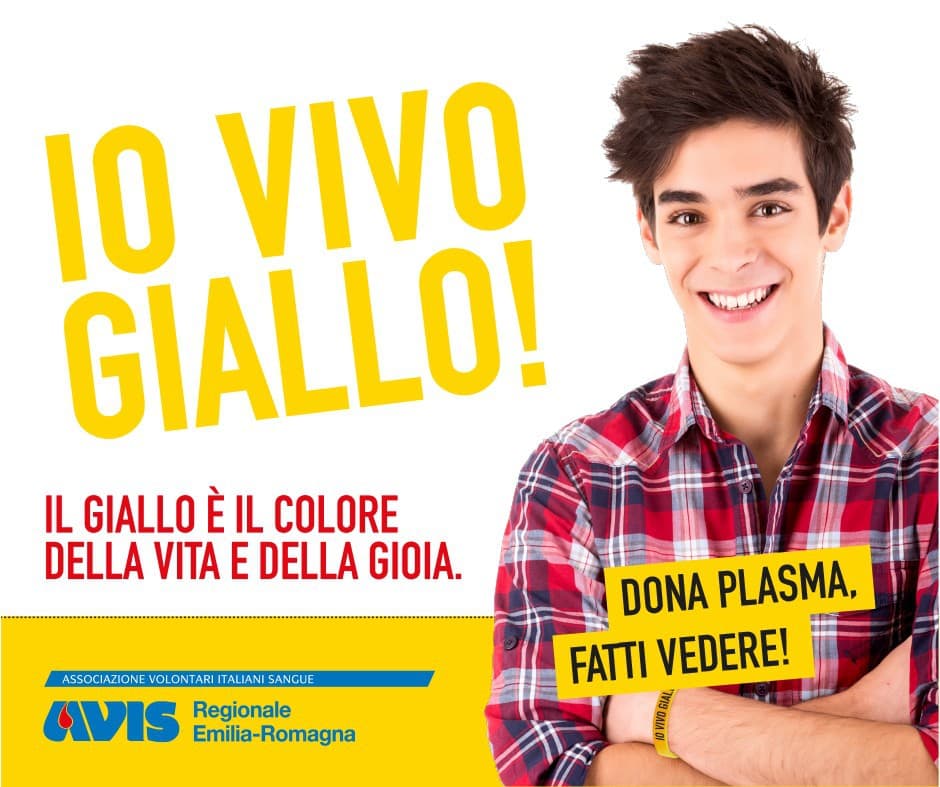Io vivo giallo! campagna per la donazione di plasma di avis rmilia-romagna